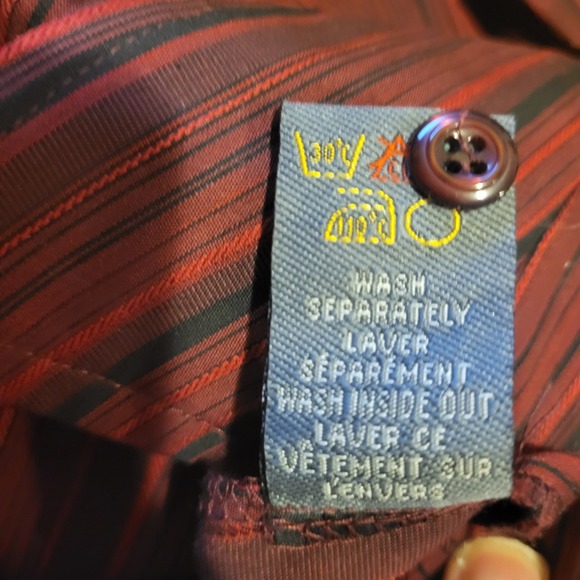 Addition Elle Burgundy Vertical Striped Button Down Blouse Size 14 - Picture 10 of 11